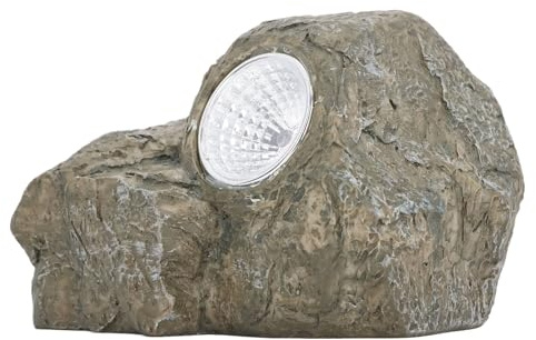 Tissting Fake Rock 12.2 x 8 x 7.3cm Key Hider Fake Stone Key Box with LED Light, Decorative Resin Fake Rock Key Rock Holder for Outdoor Garden Yard Geocaching