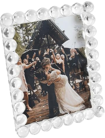 DONOUCLS Cornice per foto in cristallo, 20,3 x 25,4 cm, cornice per matrimonio, esposizione da tavolo, 20,3 x 25,4 cm, fornita con confezione regalo
