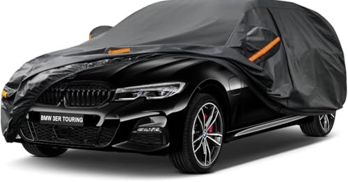 Kayme Kombi Autoplane Wasserdicht Atmungsaktiv für BMW 3er Touring G21 F31 E91 318 320 325 330 (2005-2025), 7 Schichten Vollgarage Autoabdeckung für Sonne Staub, Autoabdeckung mit Reißverschluss.