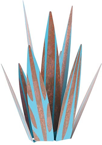 BCOATH Realistische künstliche Agave-Pflanze für die Außendekoration 27 cm Metall Eisen Gartendekoration Requisite Vintage-Blau/Gelb Gartenszene Layout-
