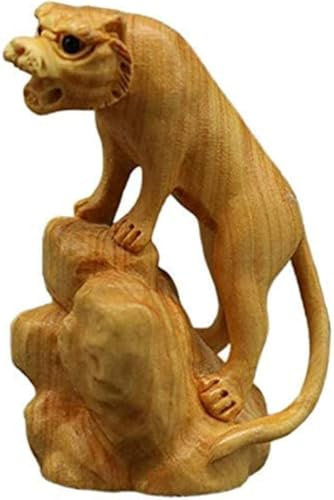 BGFYUSF Estatuas del Zodiaco Chino de Madera de boj， Escultura de Madera de boj Tallada a Mano， Adorno de decoración de Feng Shui， felicitación de inauguración de la，Tiger-A
