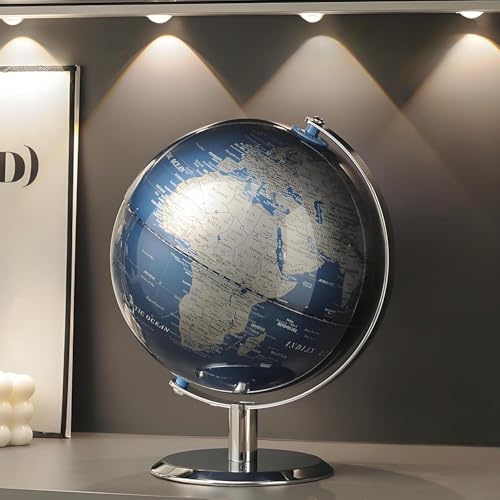 Världsglob med rostfritt stålstativ, 20 cm jord modern skrivbord för pedagogiskt hem kontor skrivbord bokhylla dekor, cool teknisk present för affärsmän, far, pojkar, vuxna och barn