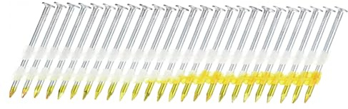 sourcing map 500Pcs 21 Degree 0.113 x 2 Framing Nails, Galvanized Carbon Steel Plastic Collated Nails for Furniture/Constructions, Color Zinc