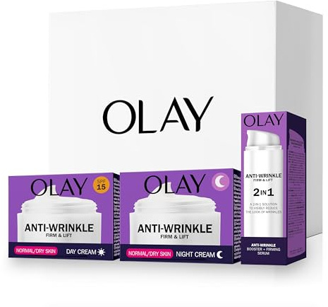 Olay Anti-Rughe Tonifica & Rassoda Set Regalo: Crema Giorno + Crema Notte + Siero 2in1 50ml, Skin Care Anti-Età