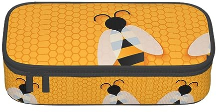 shgwehh Großes Federmäppchen für Jungen und Mädchen, tropische Palmen, Federmäppchen mit großen Fächern für Schule, Schreibwaren, Büro und Reisen, Blau, Gelbes süßes Tier, Einheitsgröße,