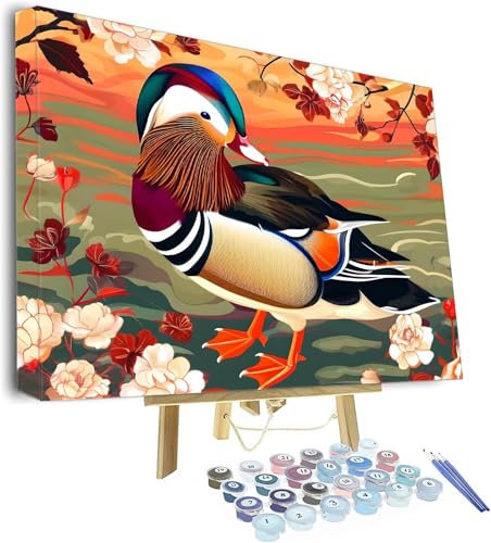 Malen Nach Zahlen Erwachsene, Blume Paint by Numbers Adult, Vogel DIY Handgemalt Ölgemälde Mit 3 - Pinseln und Acrylfarbe Knitterfreie Leinwand Kit, Wand Deko Bilder Ohne Rahmen, 120x80cm P-709