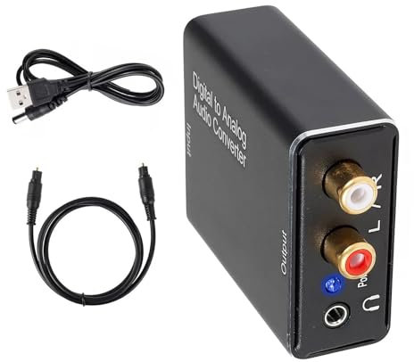 MOOKEENONE Digital Coaxial Optical to Analog Audio Converter, 3.5mm Jack Headphone Jack Converter Optical Audio Adapter for Toslink RCA