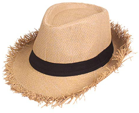 Kielsjajd Strohhut Gärtner, Strohhut Herren Damen, geflochten ausgefranst Sommerhut Damen Herren Sonnenhut Strandhut Hawaii Hut - ideal für den Urlaub am Strand Garten oder Sommer Partys