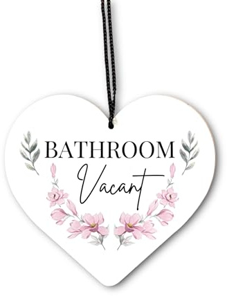 Bathroom Engaged Vacant In Use Occupied Floral Modern Contemporary Hanging Door Sign With Chain | Floral, Modern, Contemporary