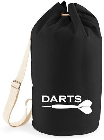 Huuraa Seesack Darts Dartpfeil Geschenk | Tasche 20 Liter Strandtasche Black Baumwolle Rucksack Geschenkidee Schwarze Sporttasche Duffle Bag mit Kordelzug Verschluss