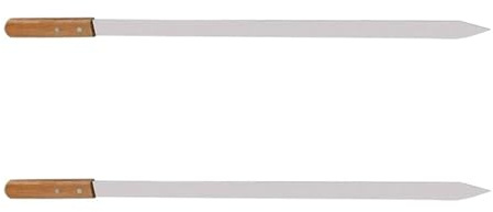 Spiedini Con Manici In Legno 2-8 pz 23.5 '' Grandi Spiedini In Acciaio Inox Barbecue In Legno Manico Lungo Piatto Kebab Spiedo Accessori Strumento(2pcs)