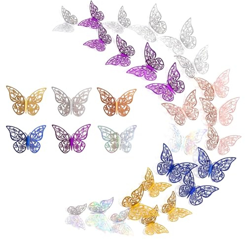 72Pcs 3D Butterfly Wall Stickers, 6 Styles Butterfly Decorations