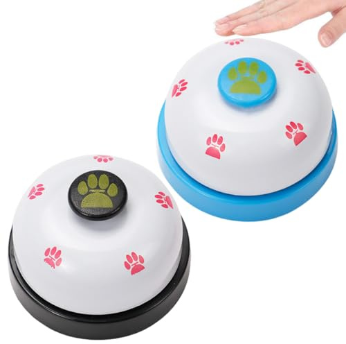AJNZAU 2 Piezas Timbre Casa Pata De Perro Campanilla De Servicio, Juguete De Aleación Para Recepción De Hotel, Adiestramiento De Mascotas (Negro, Azul)