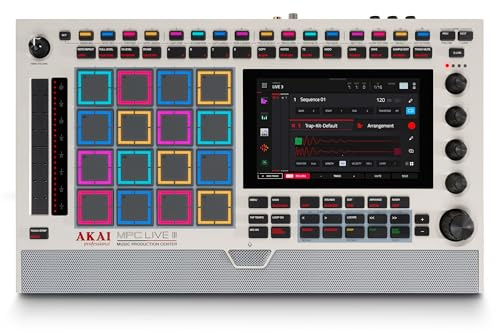 Akai Professional MPC Live III Retro - Standalone Portable Music Production Center with MPCe Pads, Sequencer, Touchscreen, Mic, Stereo Monitors, Audio Interface, Wi-Fi, Bluetooth, Battery, Touchstrip