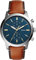 Fossil Watch for Men Townsman, Quartz Chronograph Movement, 44 mm Silver Stainless Steel Case with a Leather Strap, FS5279