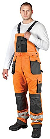 Arbeitslatzhose mit Reflektoren Warnschutzhose Warnschutzlatzhose Latzhose Warnschutz Arbeitshose Sicherheitshose 58 orange