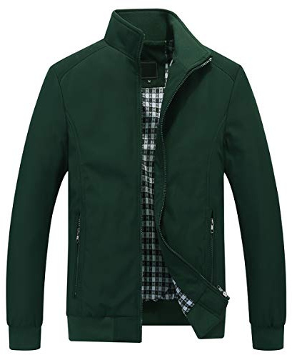 YOUTHUP Mens Jacket Casual Stylish Bomber Coat Lightweight Vintage Outwear Jackets and Coats, Green, M
