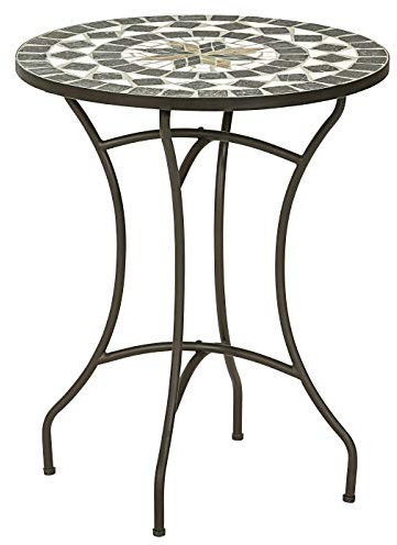 Dehner Gartentisch Diana, Ø 60 cm, Höhe 72 cm, Metall, mosaikoptik, braun/grau/weiß