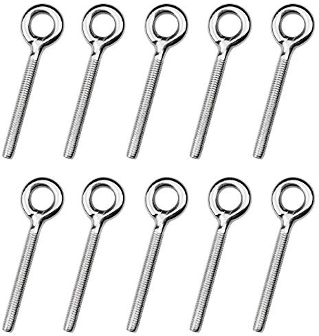 oupados Lot de 10 M6 Vis à Oeil Boulons à Oeil Robustes | Boulons à Oeil en Acier Inoxydable pour Balançoire Machine Extérieure
