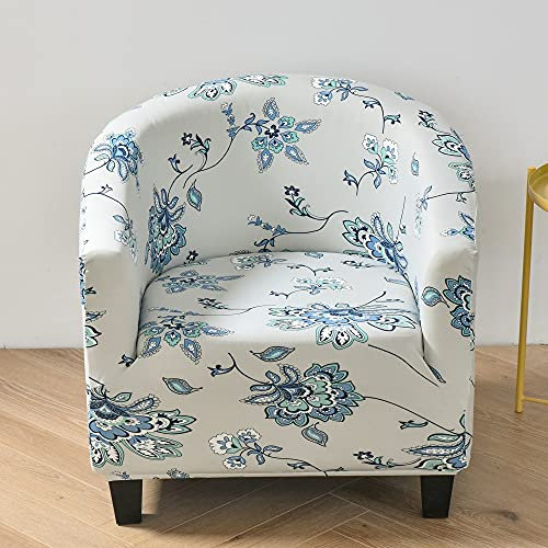 Highdi Sesselschoner Sesselüberwurf mit Elastisch Stretch Husse, Club Chair Elegant Schonbezug Sofabezug mit hoher Dehnung Sessel für Clubsessel Loungesessel Cocktailsessel (Blaue Mimose)