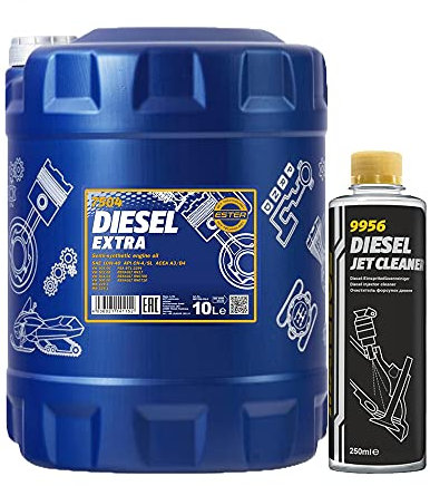 MANNOL 10l, 7504 Diesel Extra 10W-40 API CH-4/SL + Diesel Jet Cleaner Düsenreiniger - Kraftstoff Additiv 250 ml