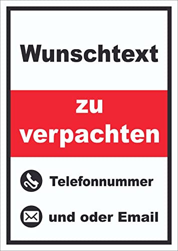 HB-Druck Wunschtext zu verpachten Schild hochkant A6 (105x148mm)