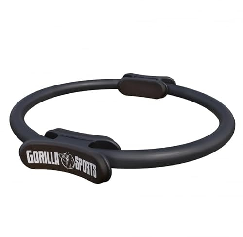 GORILLA SPORTS® Pilates-ring – Ø 36 cm, dubbla handtag, övningar + väska, vadderad, halkfri, superlätt, tillverkad av gummi, färgval – pilates cirkel, motståndsring, yoga, fitness, lårtränare