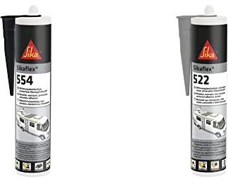 Sikaflex-554 vielseitig einsetzbarer, witterungsbeständiger, primerloser Montageklebstoff 300ml schwarz & lex-522 witterungsbeständiger, UV-stabiler, haftstarker Dichtstoff 300ml Grau