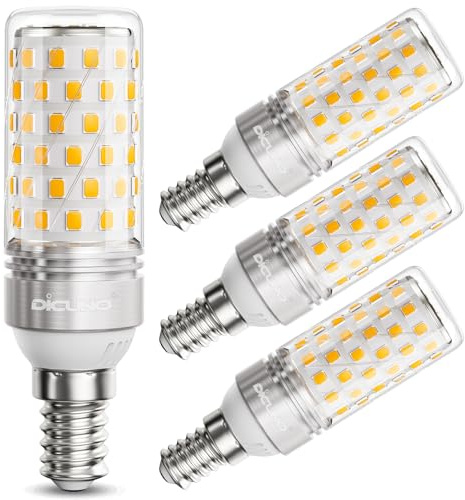 DiCUNO LED-lampa E14, 8W LED-majslampa motsvarande 130W halogenlampa, varmvit 2700K, 1400LM, ej dimbar, liten skruvsockel E14 LED-majslampa, uppsättning om 4