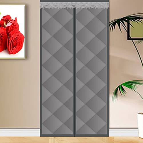 Wärmeschutzvorhang Winter Magnetisch Isolier Schutz Panel-Isolierung Thermo Türvorhang Kälteschutz Wasserdicht Winddicht Geräuschisolierung für Balkontür Wohnzimmer90x210cm Grau