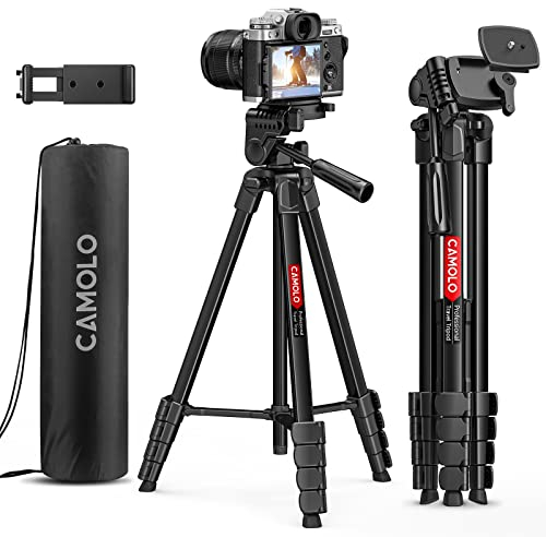 CAMOLO Phone Tripod，67 Kamerastativ DSLR Stativ für Reisen Aluminium Kamerastativ mit Reisetasche Vlogging Kamera Handy Stativ Video Fotografie für YouTube