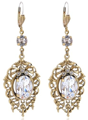 Jugendstil Ohrringe Marken Kristalle Gold Ohrhänger NOBEL SCHMUCK