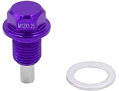 MACHSWON Universal M12 x 1,25 mm Gewinde, violett, magnetisch, Auto-Ölwannen-Ablassschrauben-Set mit Unterlegscheibe