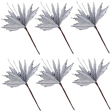 Warmhm 6stücke Weihnachts-simulationsblumen Festival Weihnachtsbaum-Dekoration Requisiten Home-Party Versammlung Bar-Ornamente Silber
