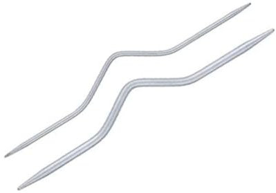 AARNAV 2Pcs Aluminium Cable Needles Cranked 3mm, 4mm, Grey, Cranked Cable Needle to Hold Stitches, Cable Stitch Holder, Bent Cable Needles