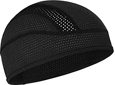 MELASA Cycling Skull Cap Helmet Liner, Cooling Mesh Cycling Caps Under Helmet, Sweat Running Hat Beanie for Men Women(Black)