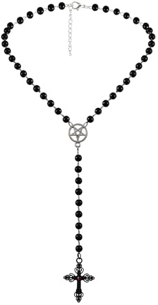 Manfnee Gothic Choker Halskette Seil Kreuz Anhänger Halskette PU Leder Chokers Punk Kragen für Damen