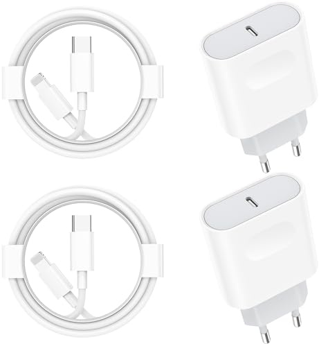 Chargeur Rapide for iPhone 14/14 Pro /14 Pro Max /14 Plus /13 12 11 SE Mini X XS XR, 20W 4-Pack USB C Adaptateur et 2M Cable Secteur Mural Type C Alimentation Prise Wsehnga