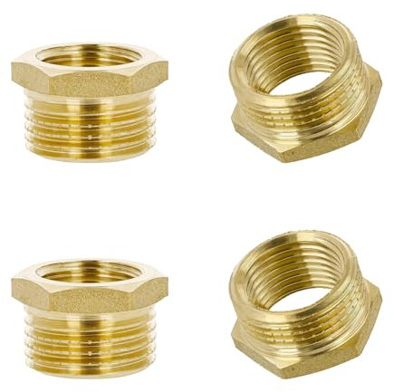 4 adaptadores reductores de rosca de latón, 1/2 rosca macho a rosca hembra de 1/4, conector de tubo hexagonal para grifo, barril, tanques de agua de lluvia, manguera de jardín (1/4)