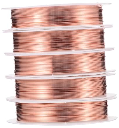 Edelstahl-Basteldraht, Draht zur Schmuckherstellung, 5 Rollen geformter Kupferdraht, 18 Gauge-Draht, DIY-Basteldraht, Schriftrolle, Papiergeflecht, DIY-Basteldraht, Kupfer