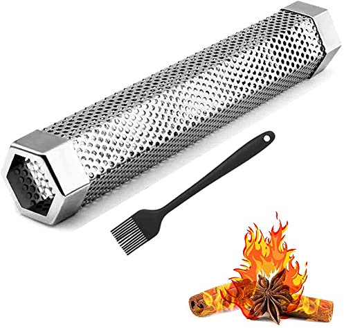 Tubo per affumicatura, 30,5 cm, per barbecue a pellet, 5 ore di fumo, in acciaio inox, per tutte le griglie o affumicatori, affumicatore caldo o freddo