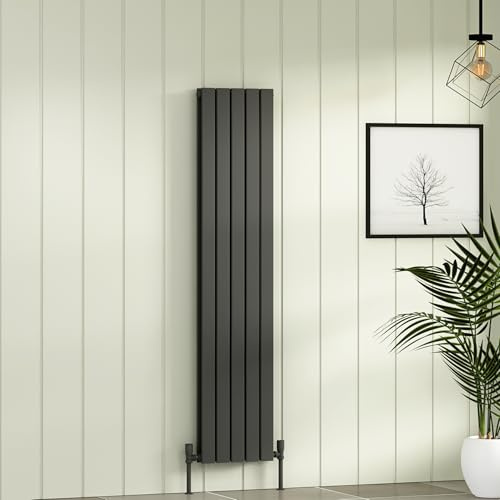Royal Bathrooms Fluxx Anthracite Vertical Wall Mount Double Flat Panel Designer Radiators - 1600 x 340mm