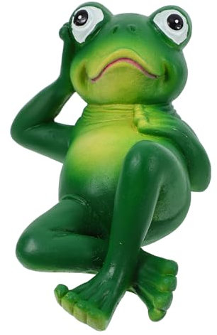 Yardwe Frosch Garten Statue Aus Harz Für Outdoor Dekoration Frosch Figurine Als Blumentopf Zierde Oder Schreibtisch Ornament