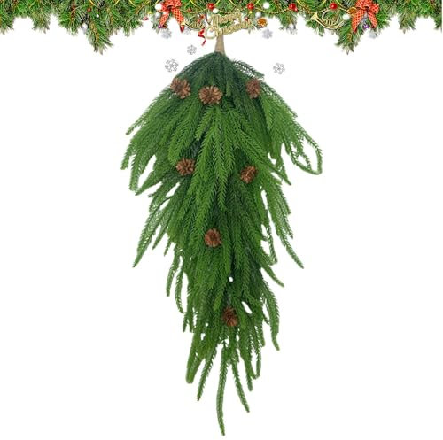 Künstliche Tannen-Girlande, Weihnachtsgirlande für Treppen, 66 cm, Winter-Tannennadeln, Girlande mit Tannenzapfen, künstliche Weihnachtsgirlande für Dekoration