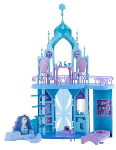 Disney Frost Elsa isslott, lekset med Olof-figur, 5 lekområden och 21 tillbehör, mer än 76cm högt Elsas Frost-isslott, inspirerat av filmer, JGG41