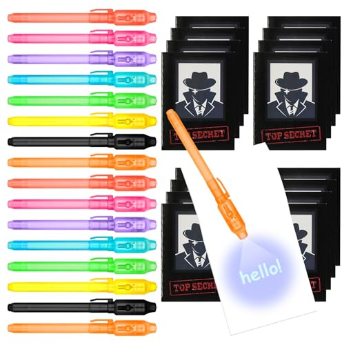 OFFCUP Penna Invisibile, 16 Penne a Inchiostro Invisibile, con 16 PZ Libri, Pennarello di Sicurezza Magica con Spy UV Penne, per Compleanno, Festa, Attività E Festival, Regalo Messaggio Magico