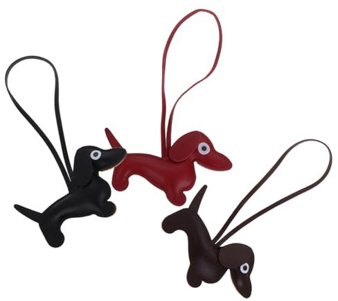 SHERCHPRY 3stücke Teiliges Dachshund Schlüsselanhänger Handgemachte Tiercharms Für Taschen Autoschmuck Und Weinrot Süße Hunde Accessoires Für Hundeliebhaber