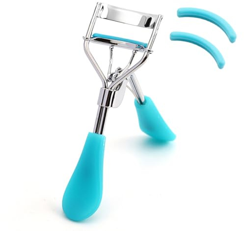 Vophoeen Wimpernzange – Ergonomisches Design für alle Augenformen, präzise Curl-Kontrolle, überlegene langanhaltende Locke, sanft zu Wimpern, inklusive 2 Silikon-Ersatzpads, einfach zu bedienen, Blau
