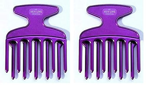 HERCULES SÄGEMANN - 245 Lockenkamm | 4 Zoll Fingerstyler Kamm für Locken | Spezialkamm mit Top-Griff aus hochwertigem Polycarbonat Kunststoff | Größe: 4 Zoll | Farbe: Fliedermetallic (Packung mit 2)