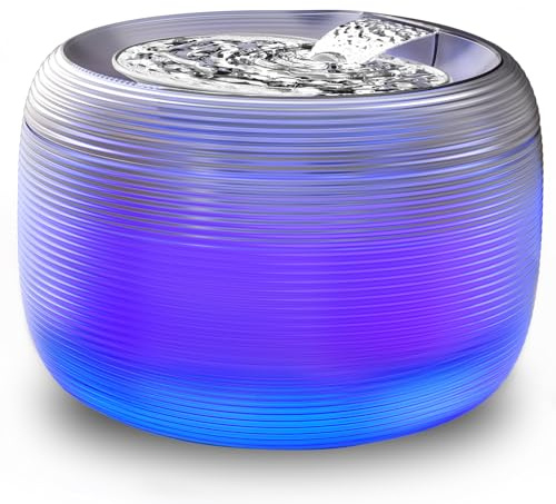SIBAYS 3.5L Cat Water Fountain, 118oz Large Capacity Cat Fountains for Drinking with Water Level LED Light, Quiet Automatic Pet Water Fountain for Cats Indoor, Dog Water Dispenser Easy to Clean FS75